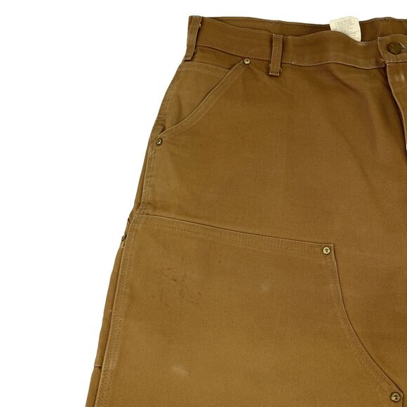 Mens Carhartt B01 BRN Dungaree Fit Brown Double Knee Work Pants Distressed - Picture 5 of 12